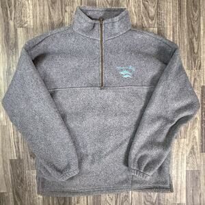 Morro Bay Dolphin Embroidered Gray Fleece Quarter Zip Pullover Made USA L